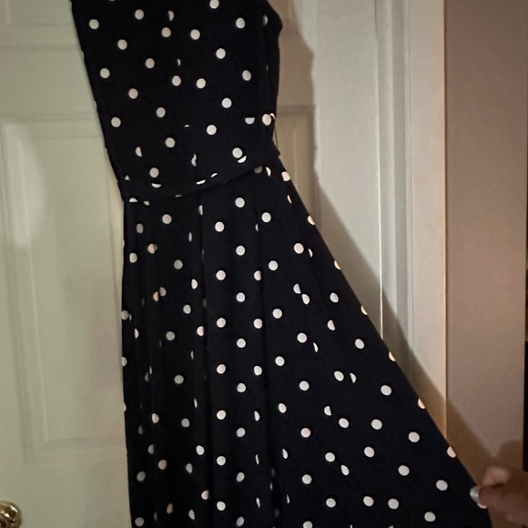 ❤️Anne Klein❤️ Polka Dot Sleeveless Dress - Navy and White - Picture 3 of 9